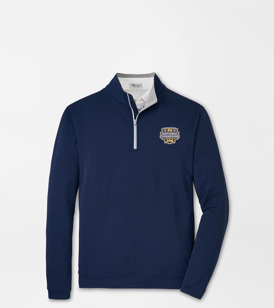 Peter Millar Mens UConn National Champion Perth Performance Quarter-Zip | Color: Navy | Size: S Product Image