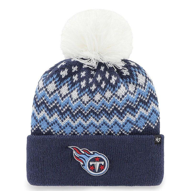 Womens 47 Tennessee Titans Elsa Cuffed Knit Hat with Pom, Blue Product Image