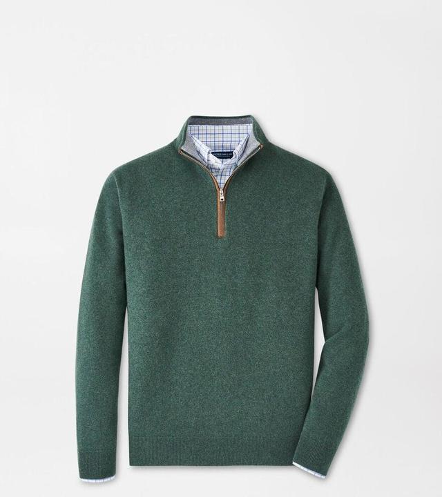 Peter Millar Mens Artisan Crafted Cashmere Flex Quarter-Zip | Color: Field Green | Size: L Product Image