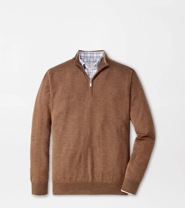 Peter Millar Mens Autumn Crest Quarter-Zip | Color: British Tan | Size: S Product Image