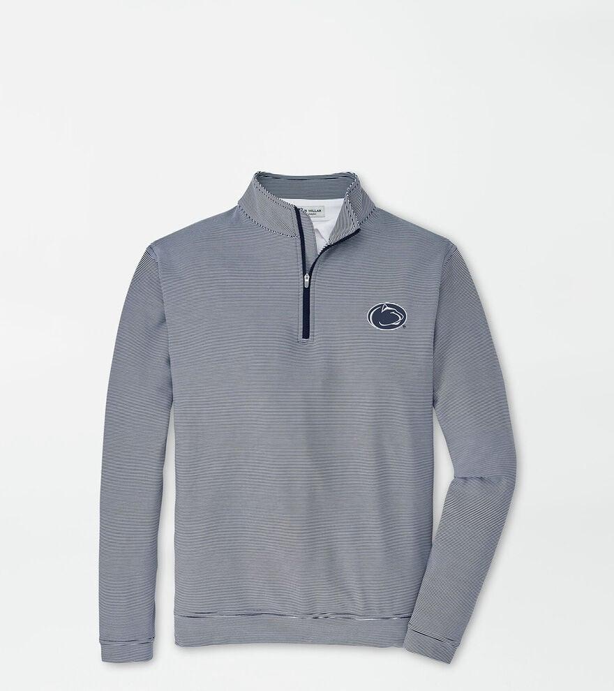 Peter Millar Mens Penn State Perth Sugar Stripe Performance Quarter-Zip | Color: Navy / White | Size: 3XL Product Image