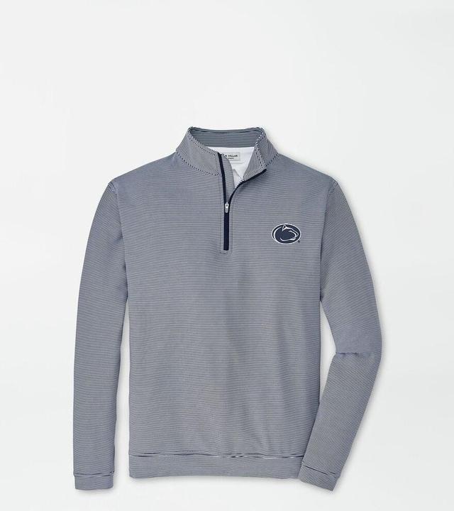 Peter Millar Mens Penn State Perth Sugar Stripe Performance Quarter-Zip | Color: Navy / White | Size: 3XL Product Image