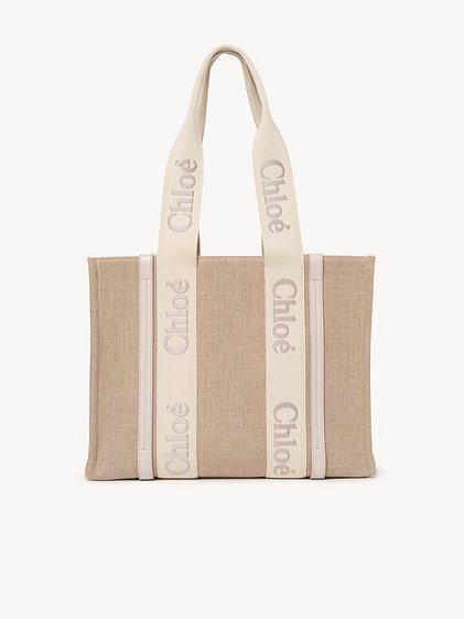 Woody tote bag in linen Product Image