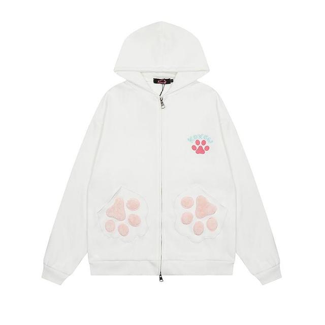 Cat Paw Oversized Zip Up Hoodie Product Image