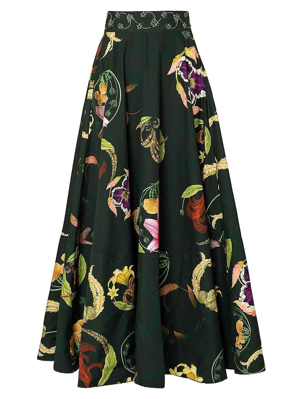 Womens Bergamota Marina Floral Cotton Maxi Skirt Product Image