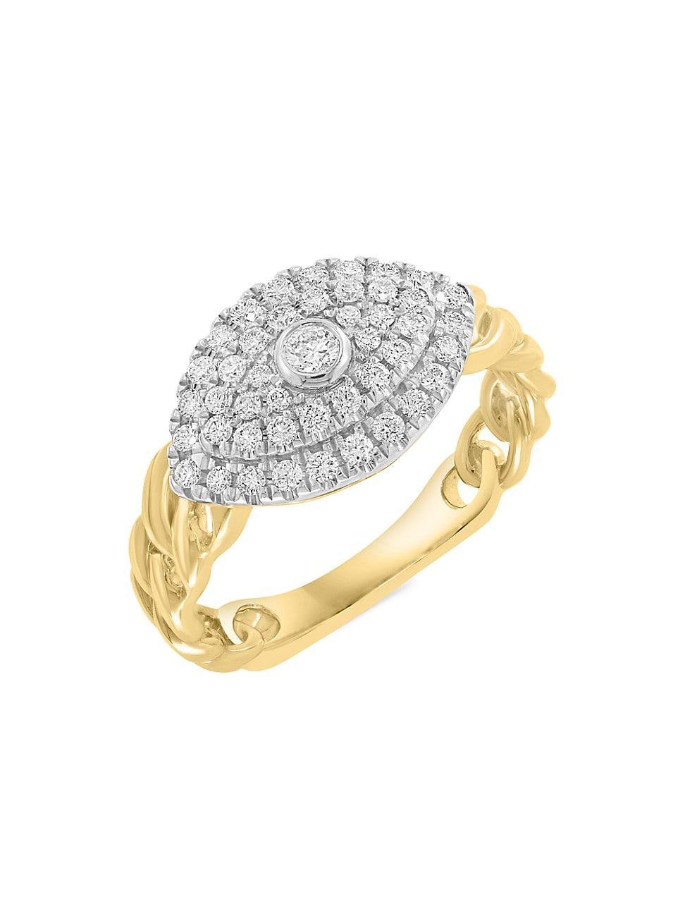 Womens 14K Yellow Gold & 0.53 TCW Diamond Chain-Link Ring Product Image