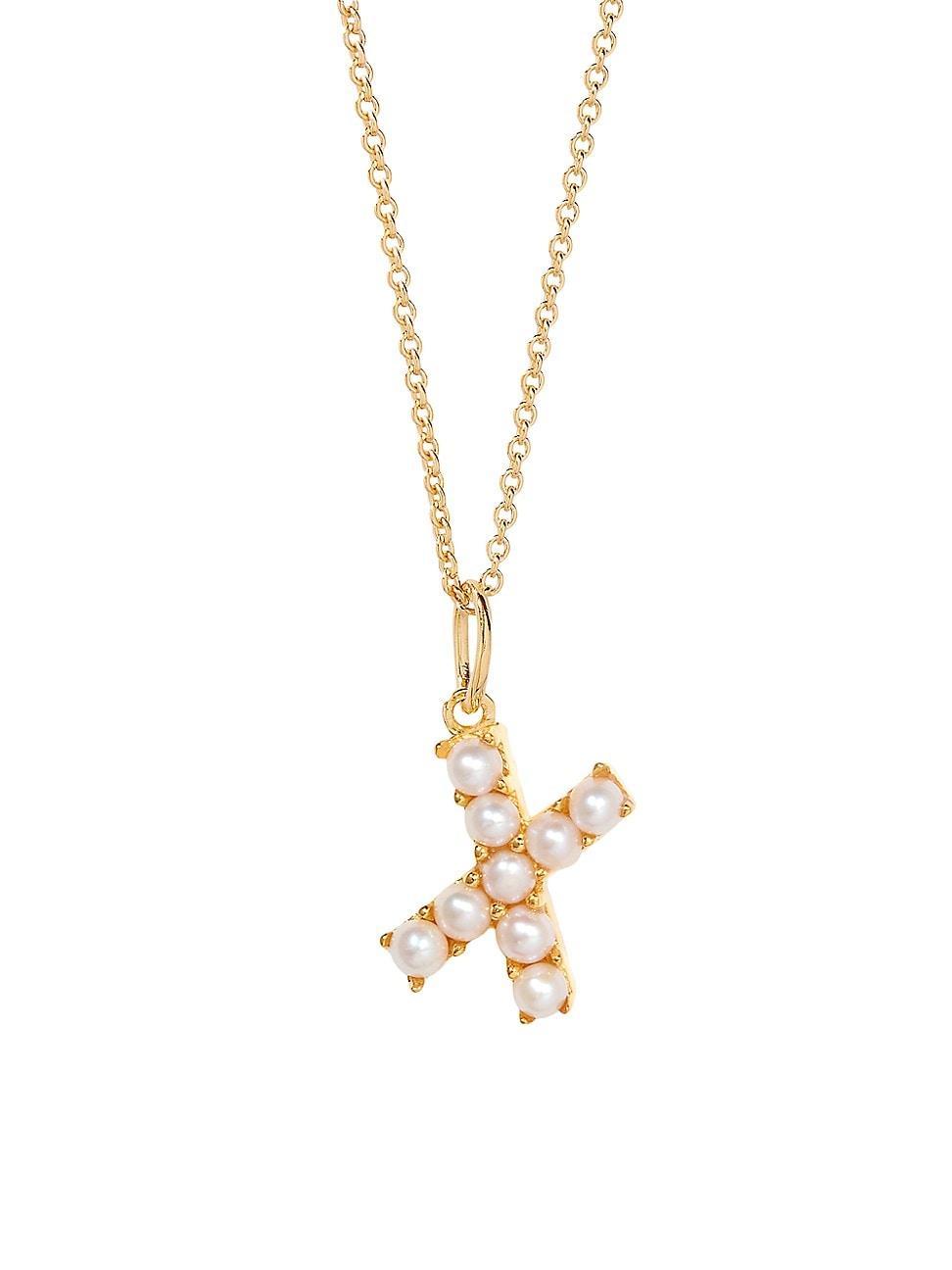 Womens Bridget Initial 14K-Gold-Plated & Freshwater Pearl Necklace Product Image