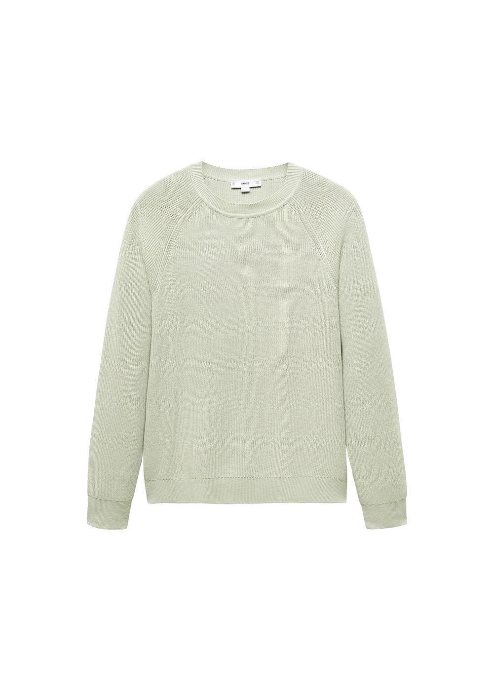 MANGO MAN - Ribbed round-neck sweater pastel greenMen Product Image