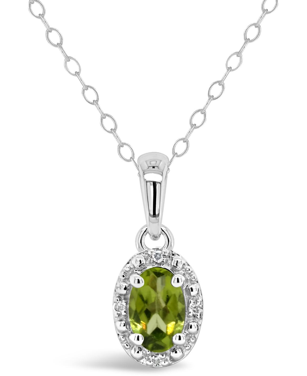 Gemstone and Diamond Accent Pendant Necklace in Sterling Silver Product Image