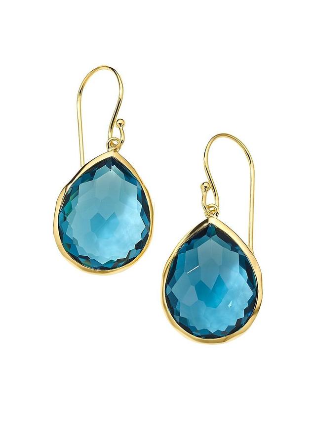 Ippolita 18K Yellow Gold Rock Candy London Blue Topaz Pear Drop Earrings Product Image