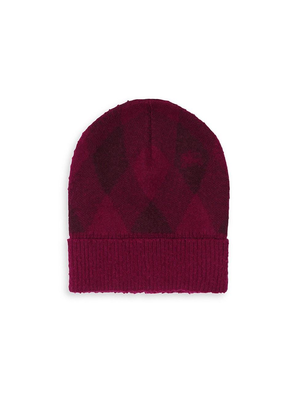 Womens Argyle Jacquard-Woven Wool Beanie Product Image