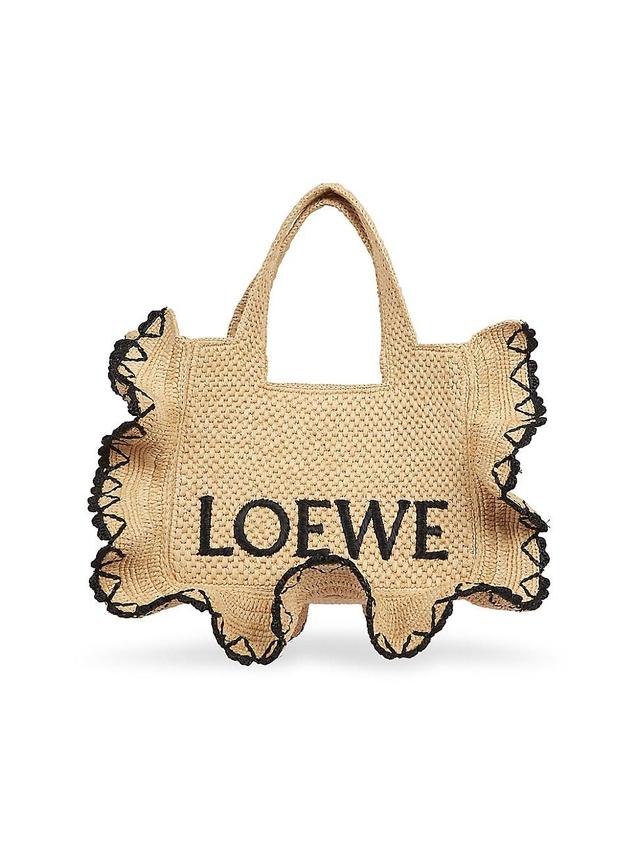 Womens LOEWE x Paulas Ibiza Small Ruffled Raffia Tote Bag Product Image