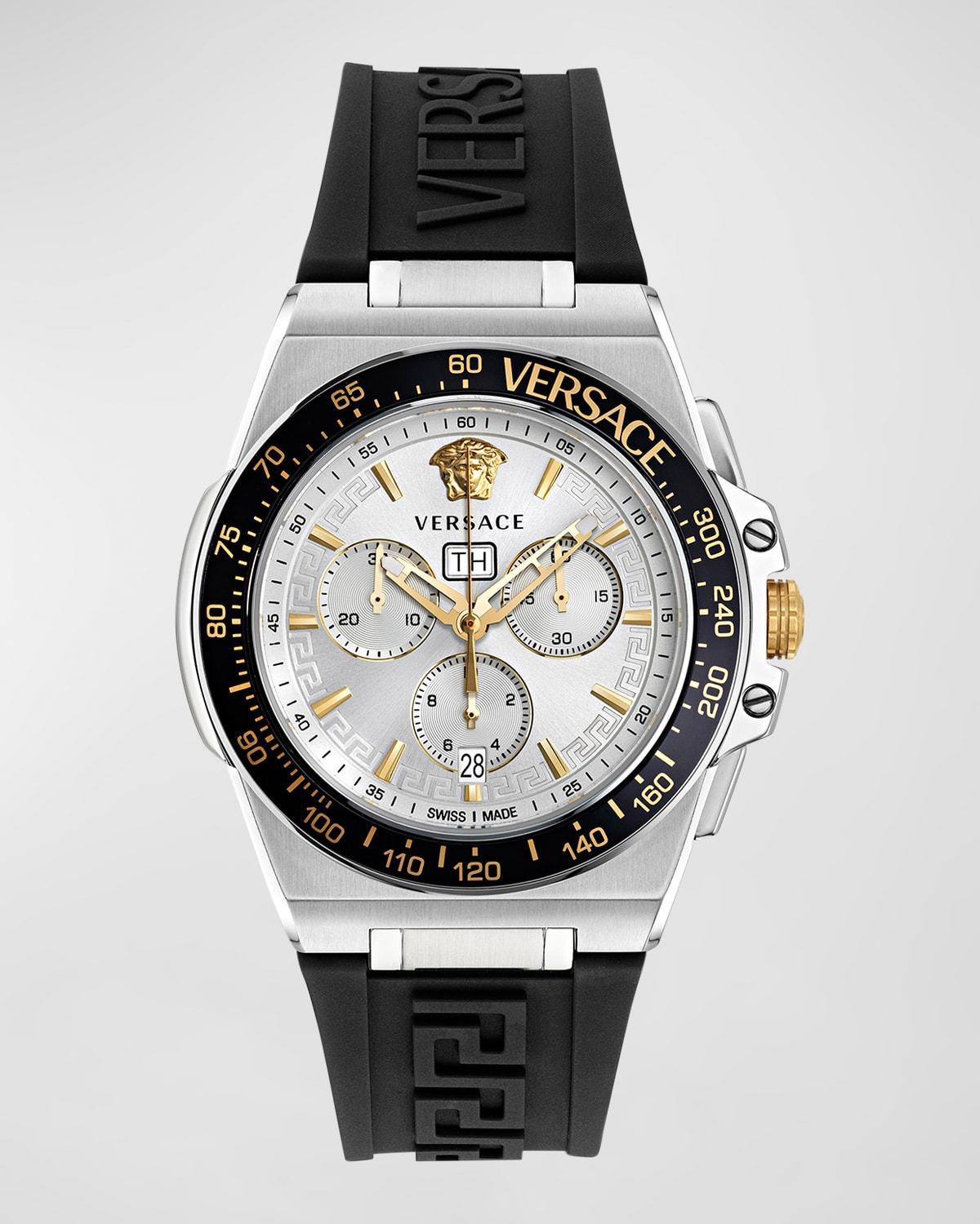 Versace Mens Swiss Chronograph Greca Extreme Black Silicone Strap Watch 45mm Product Image