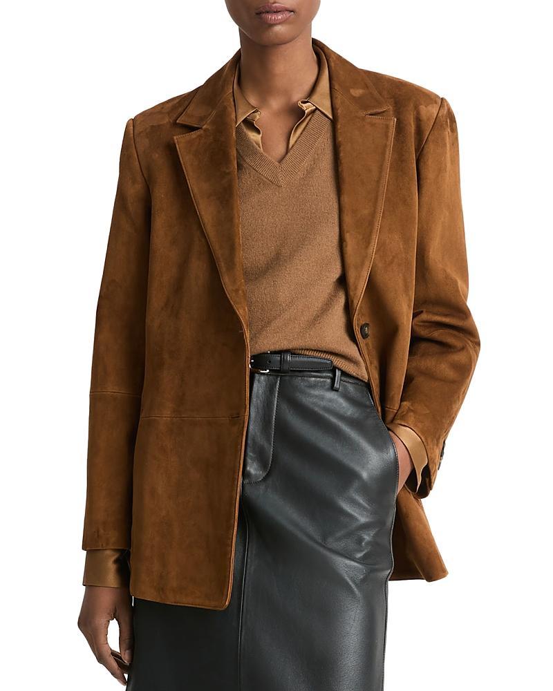 Suede Blazer In Almond Product Image