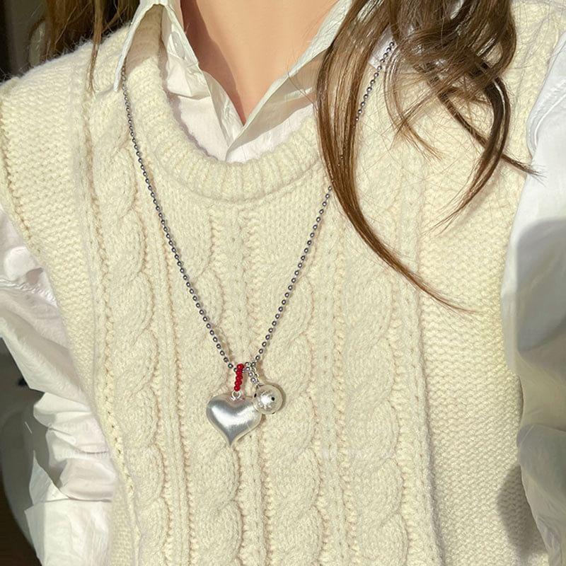 Heart Bead Pendant Alloy Necklace Product Image