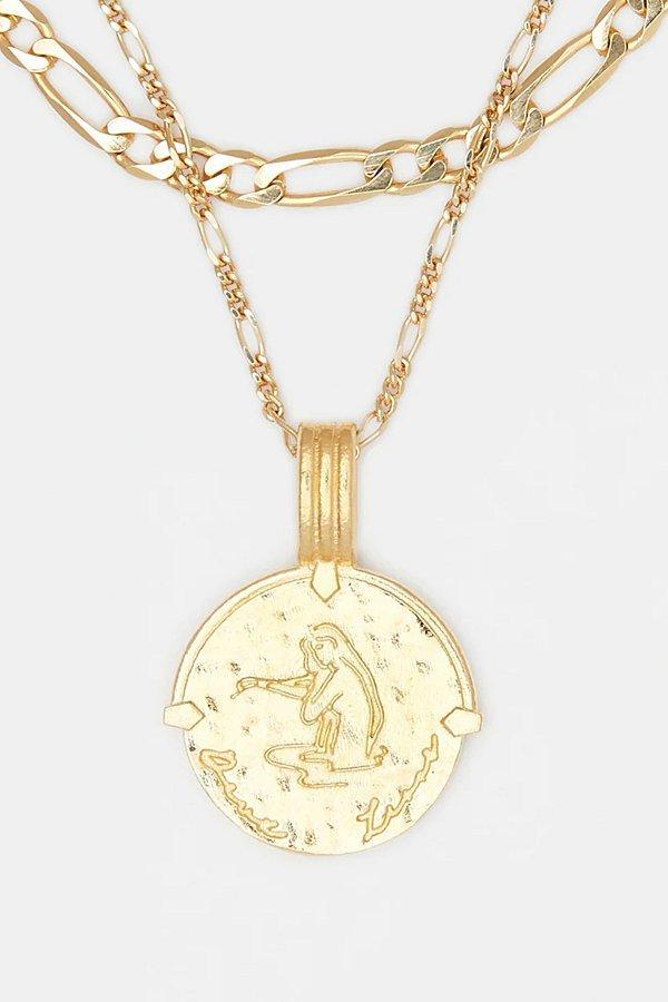 Deux Lions Jewelry Gold Sicilian Zodiac Layered Necklace Womens at Urban Outfitters Product Image