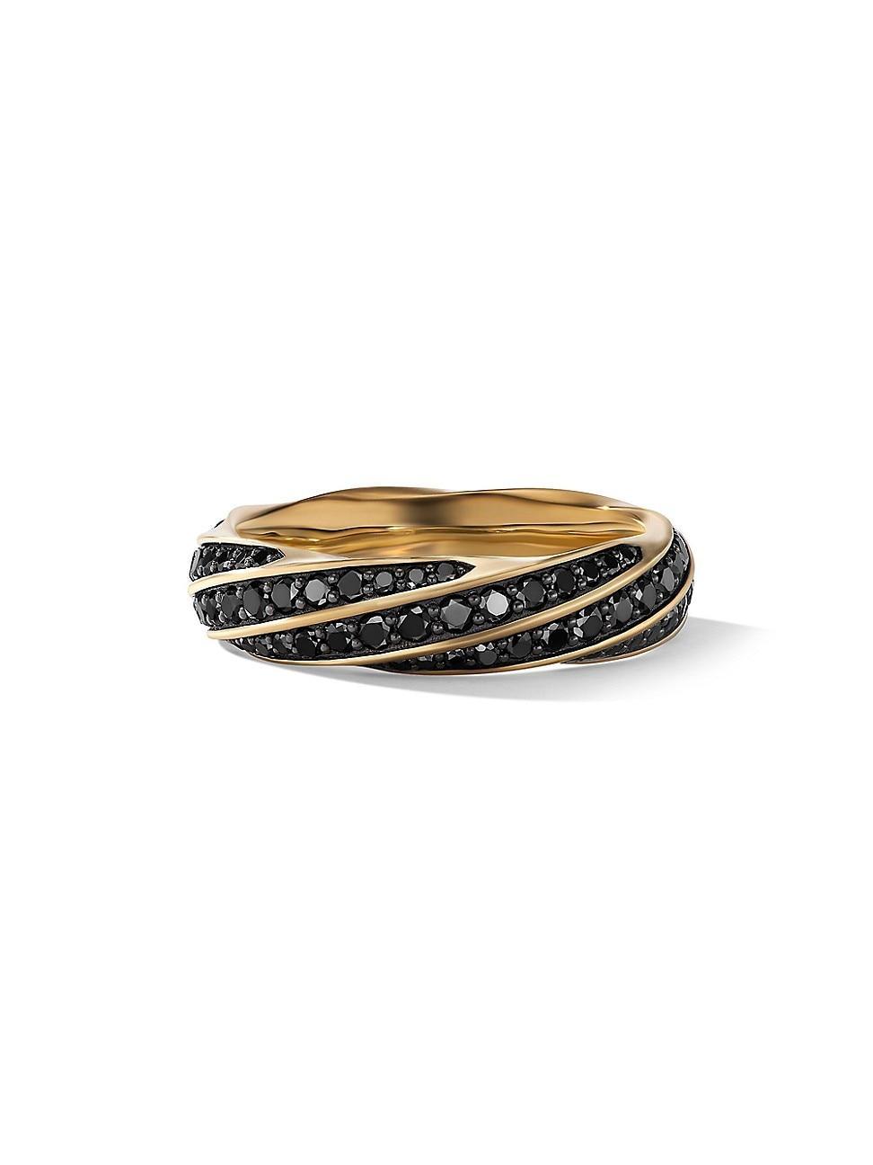 Mens 6MM Cable Edge Band Ring With Black Pav Diamonds Product Image