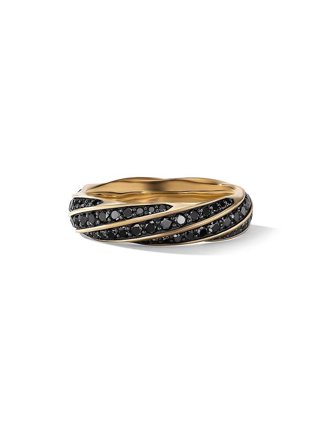 Mens 6MM Cable Edge Band Ring With Black Pav Diamonds Product Image