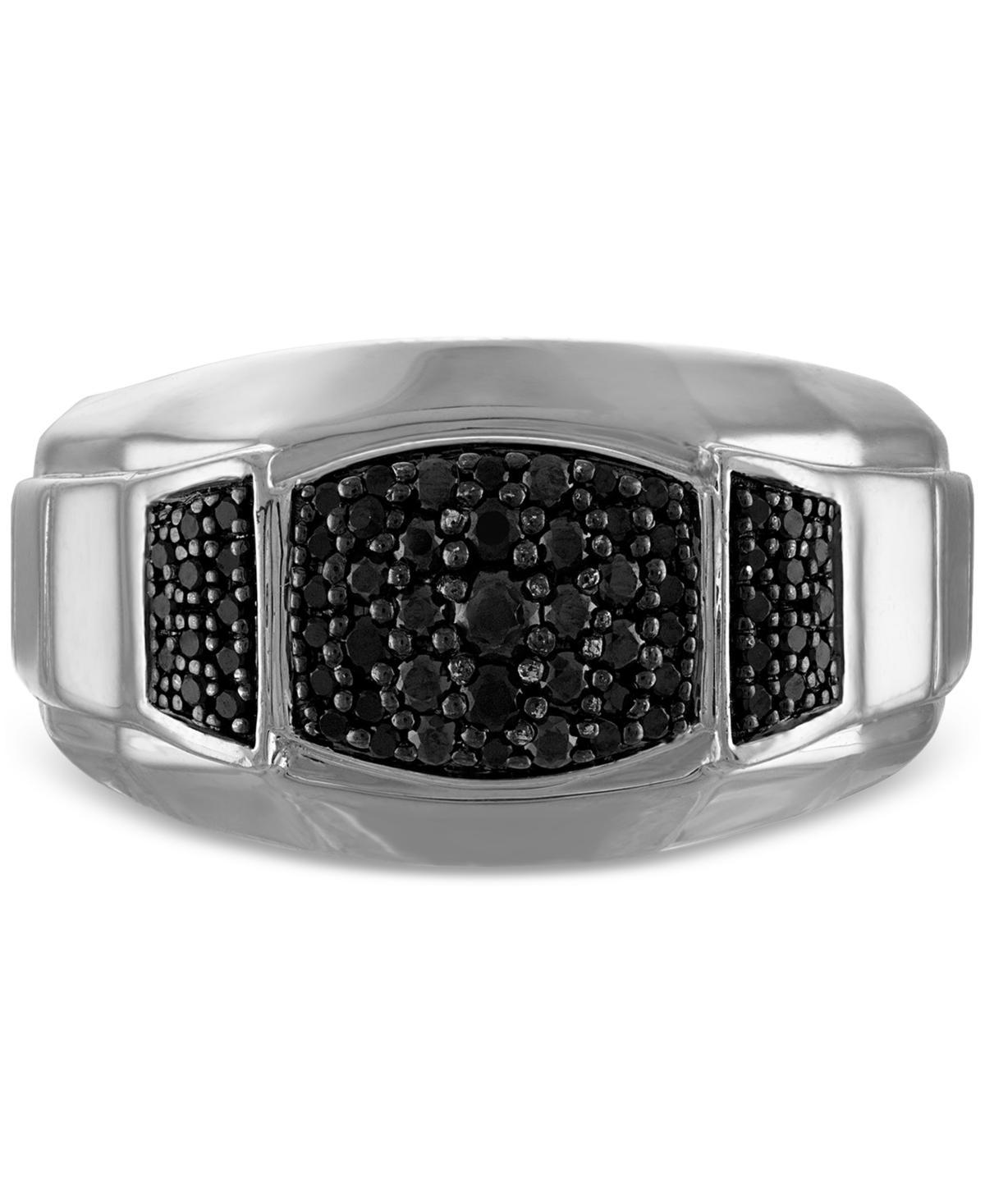 Bulova Mens Black Diamond Triple Cluster Ring (1/2 ct. t.w.) in Sterling Silver-Plate Product Image