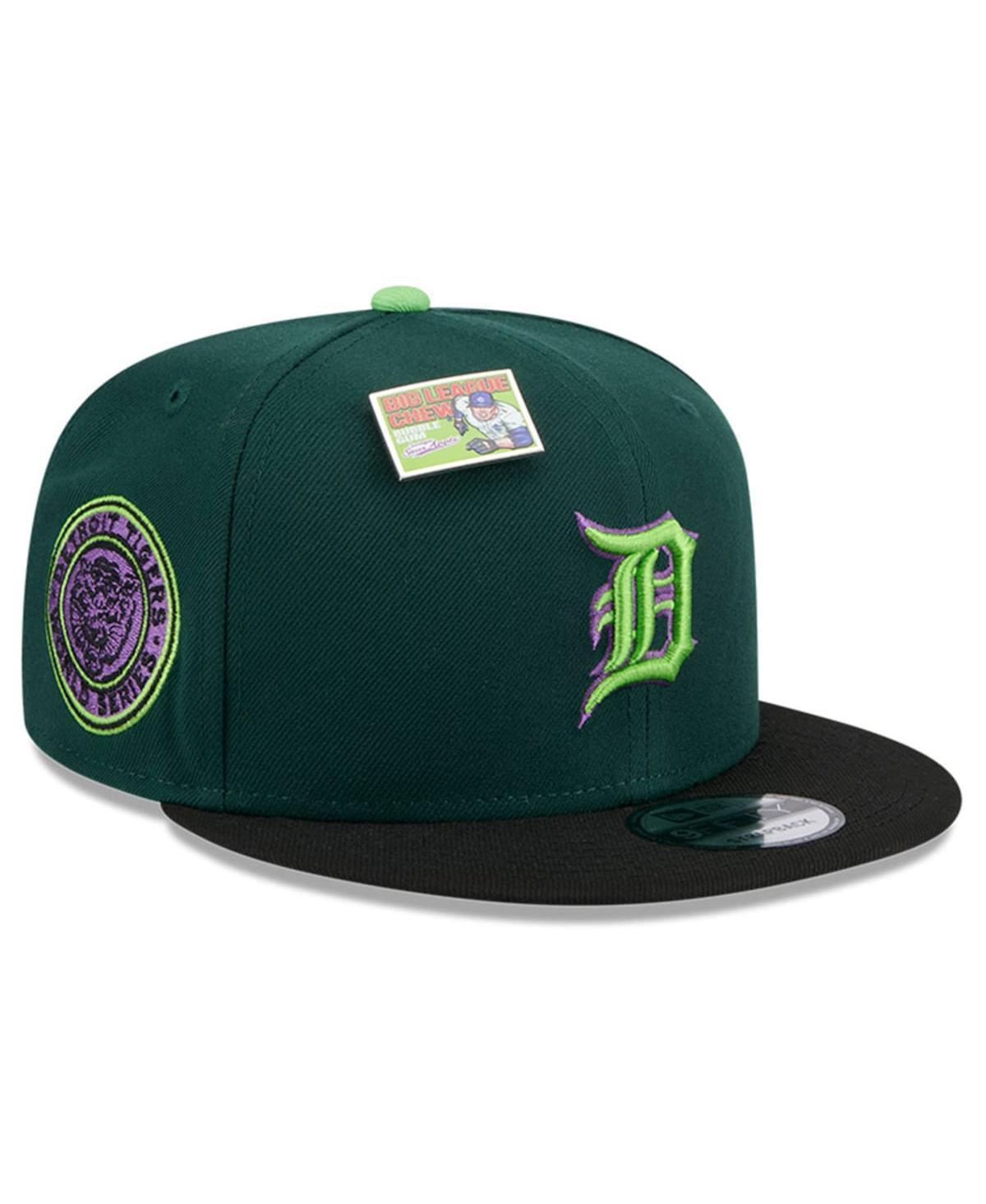 New Era Mens Green Detroit Tigers Sour Apple Big League Chew Flavor Pack 9FIFTY Snapback Hat - Green, Black Product Image