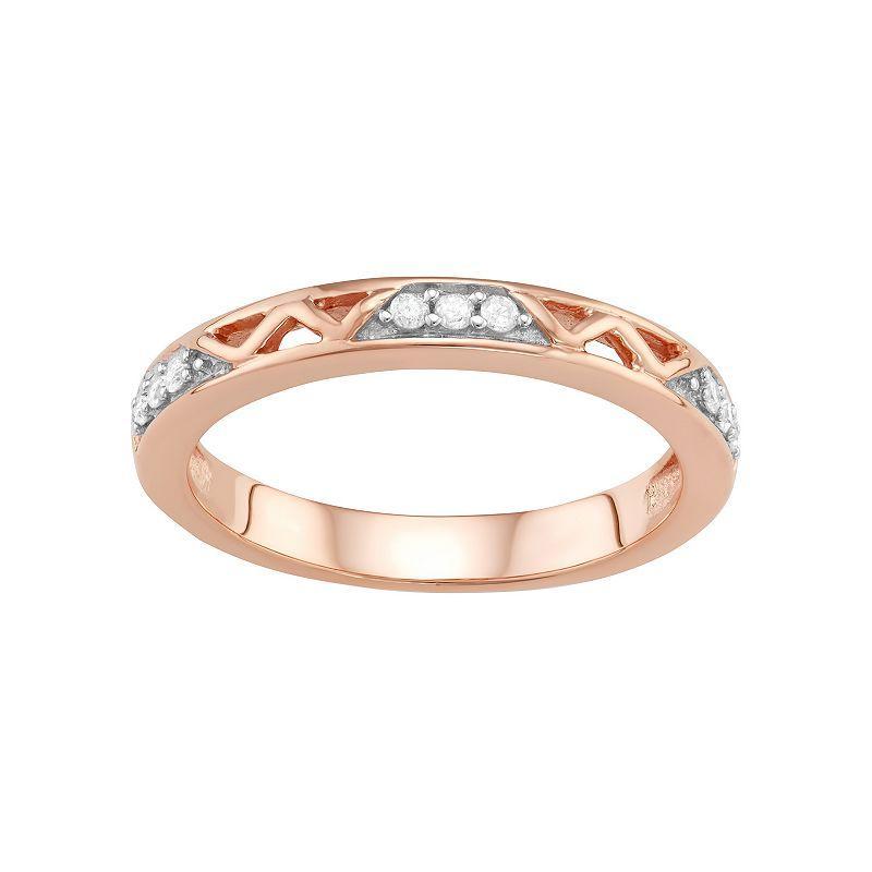 Jewelexcess Sterling Silver 1/10 Carat T.W. Diamond Openwork Ring, Womens Rose Gold Tone Product Image