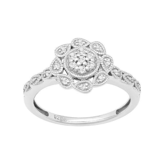 Love Always Sterling Silver 1/6 Carat T.W. Diamond Pin-Wheel Promise Ring, Womens Product Image