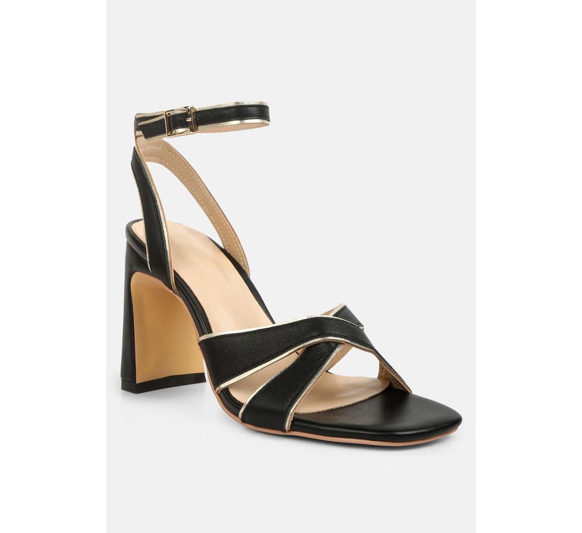 Rag & Co heeri Womens metallic lined slim block heel sandals Product Image