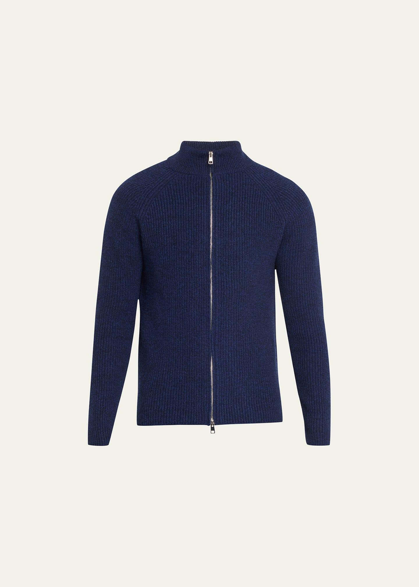 Mens Wool-Cashmere Mouline Full-Zip Sweater Product Image