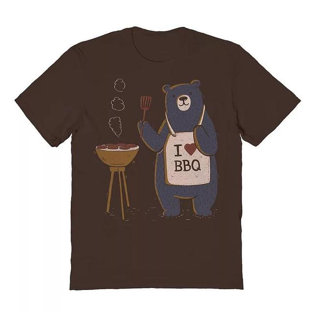 Mens COLAB89 by Threadless I love BBQ - Cute Bear Gift Fathers Day Graphic Tee Dark Brown Product Image