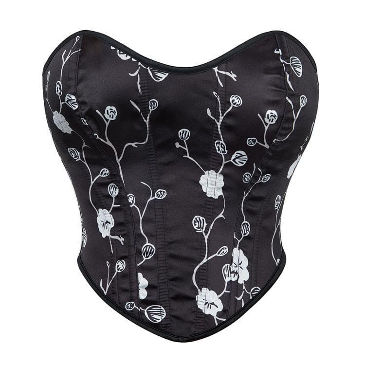 Floral Lace-Up Back Bustier Top Product Image