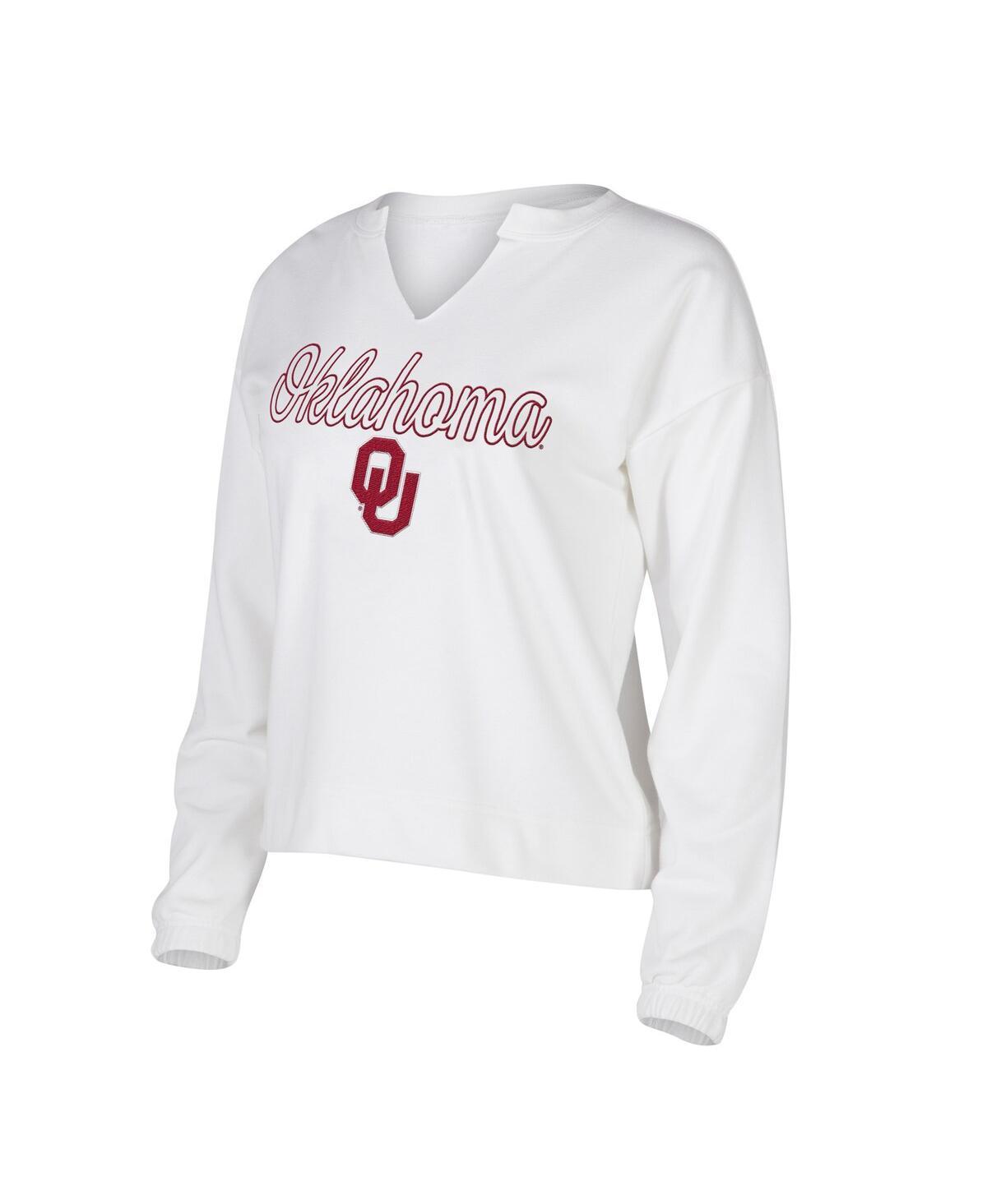 Womens Concepts Sport White Oklahoma Sooners SiennaNotch Neck Long Sleeve T-shirt Product Image