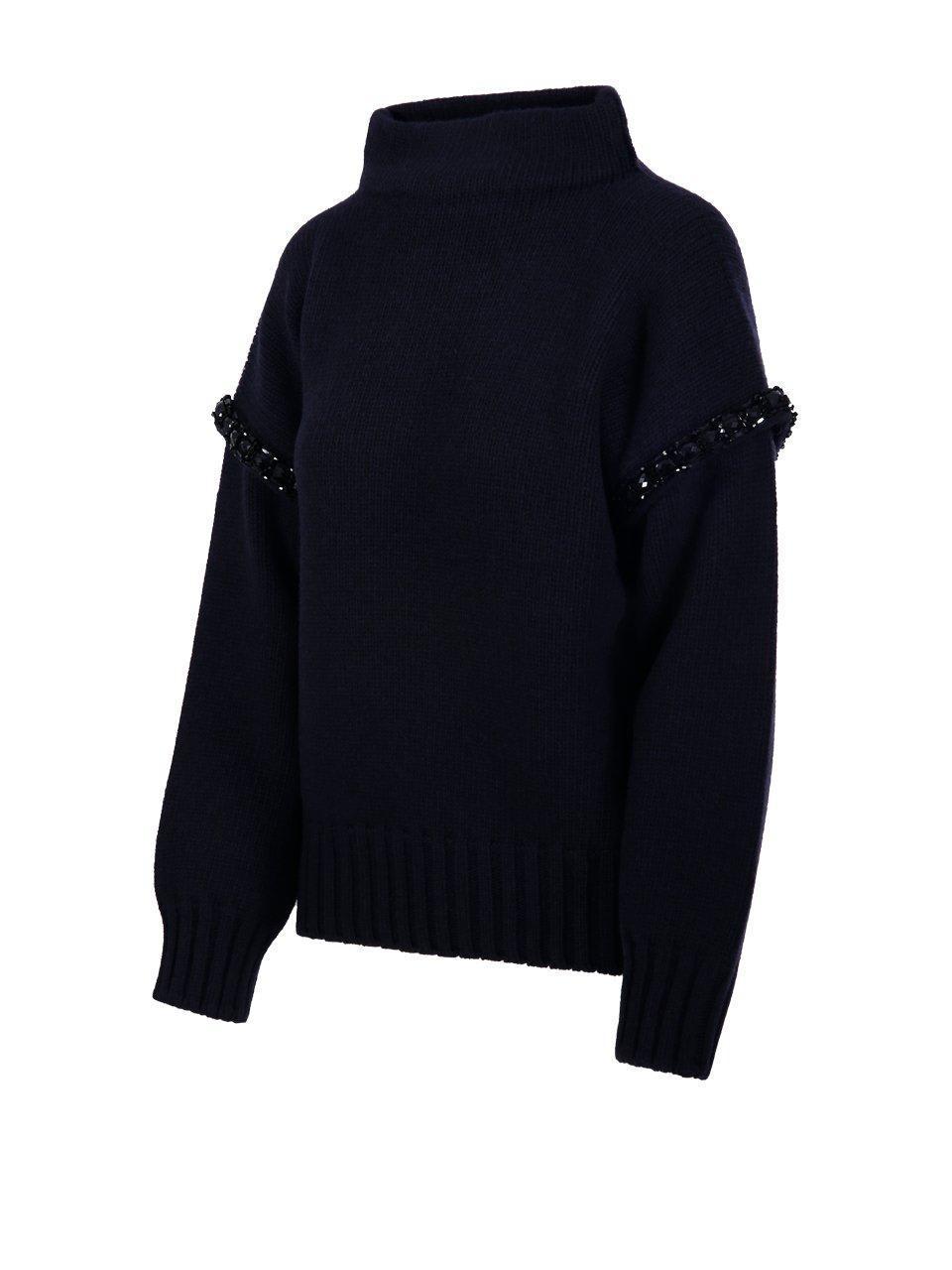 Embellished High Neck Jumper In Blue Product Image