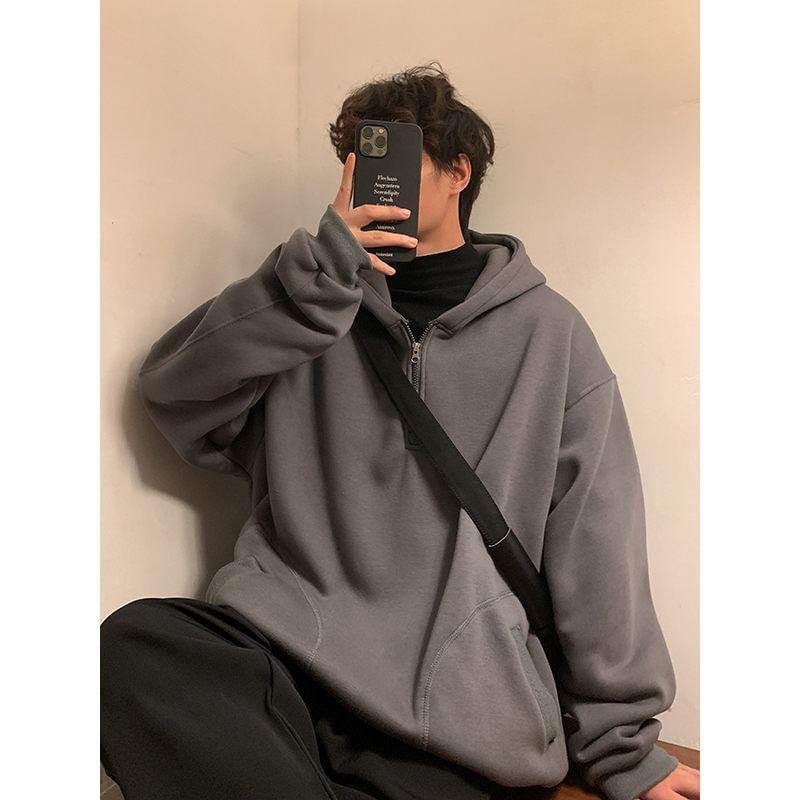 Plain Half-Zip Hoodie Product Image