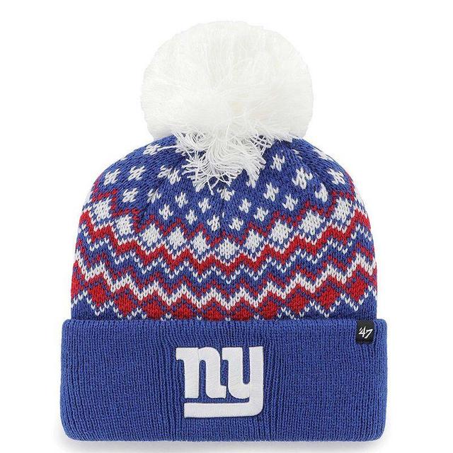 Womens 47 Royal New York Giants Elsa Cuffed Knit Hat with Pom Product Image