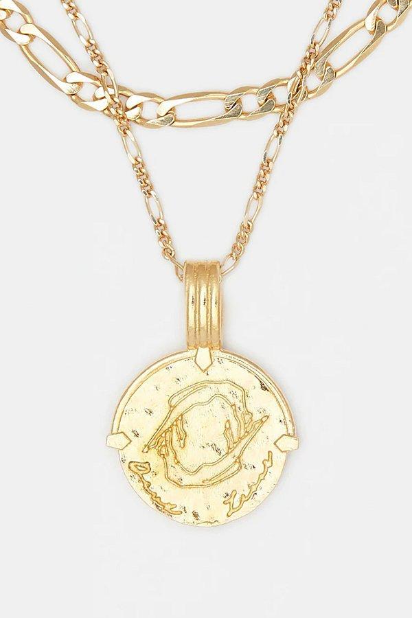 Deux Lions Jewelry Gold Sicilian Zodiac Layered Necklace Womens at Urban Outfitters Product Image