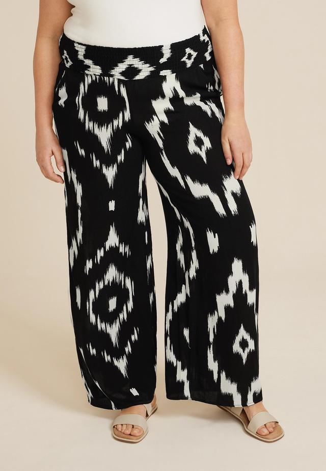 Maurices Plus Size Womens High Rise Printed Palazzo Pants Size 0X Product Image