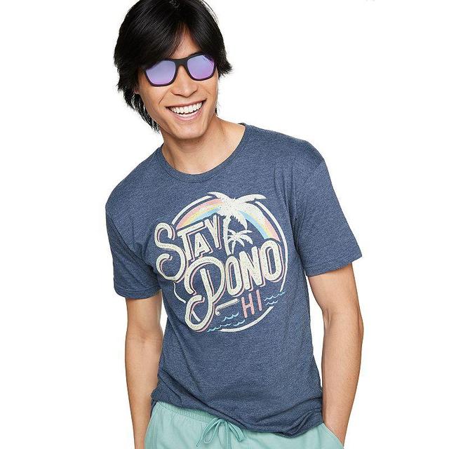 Mens Stay Pono Beach Surf Tee Navy Grey Product Image