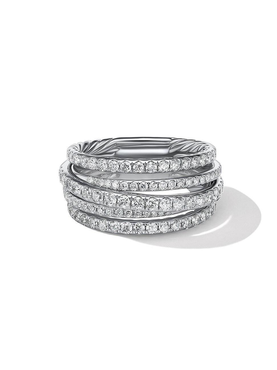 Womens Pav Crossover Ring in 18K White Gold Product Image