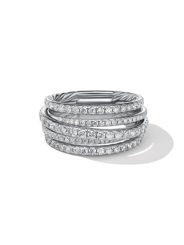 Womens Pav Crossover Ring in 18K White Gold Product Image