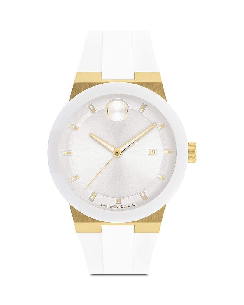 Men's Movado BoldÂ® Fusion Two-Tone IP Ceramic White Strap Watch with White Dial (Model: 3600899) Product Image