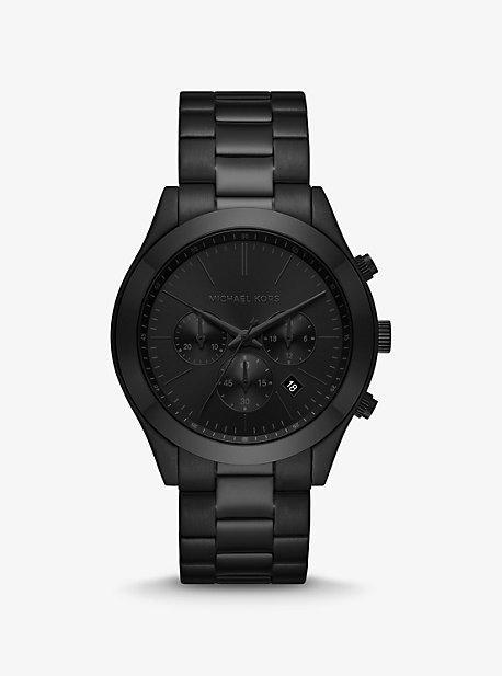 Michael Kors Mens Slim Runway Black Stainless Steel Bracelet Watch, 44mm Product Image