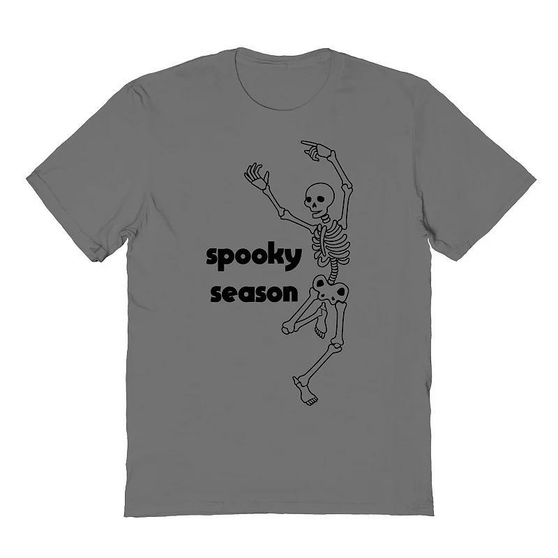 Mens Spooky Season Skeleton Halloween Graphic Tee Grey Product Image