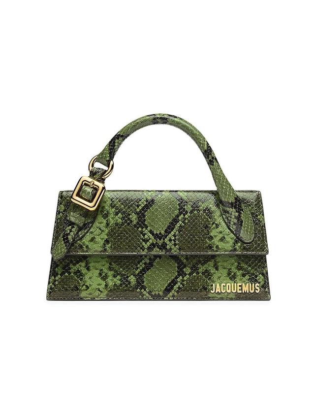 Womens Le Chiquito Snake-Embossed Leather Top Handle Bag Product Image