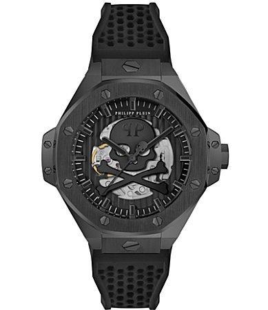 Philipp Plein Mens Automatic Skeleton Royal Black Silicone Strap Watch 46mm Product Image