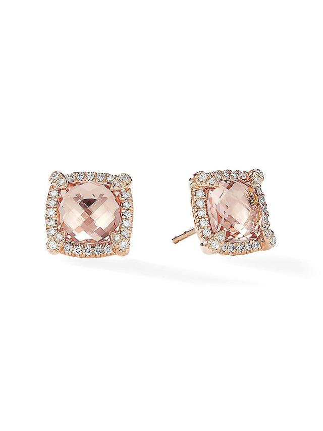 Womens Chtelaine Pave Bezel Stud Earring with Gemstone and Diamonds Product Image