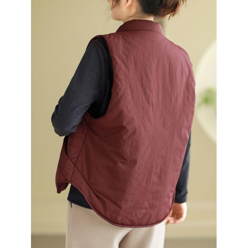 Stand Collar Plain Puffer Vest Product Image