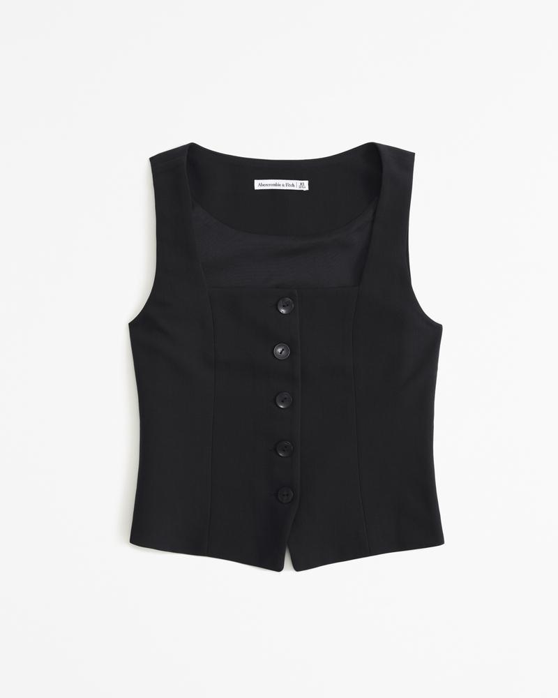 The A&F Mara Tailored Vest Squareneck Set Top Product Image