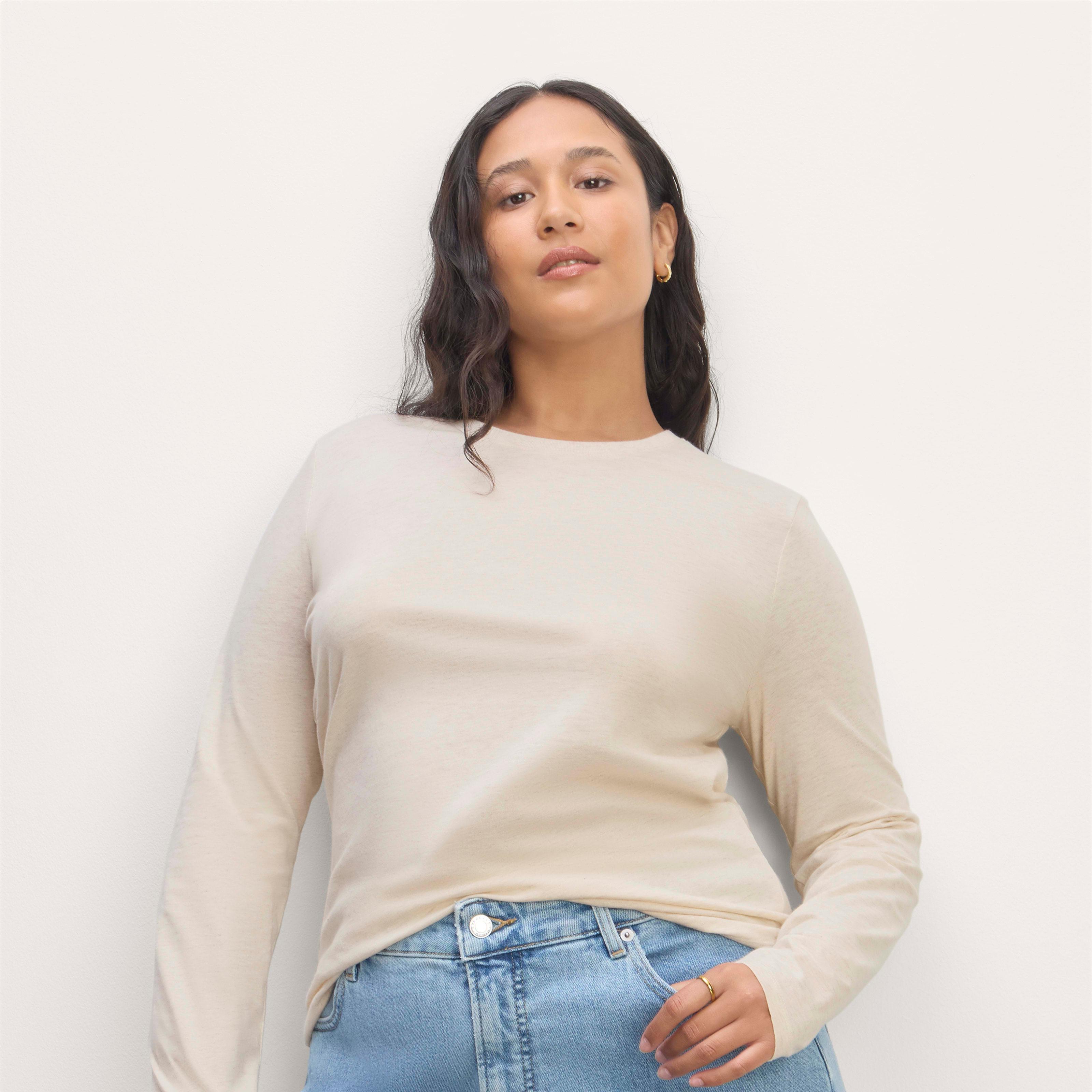 The Slim Long-Sleeve Crew in Essential Cotton Product Image