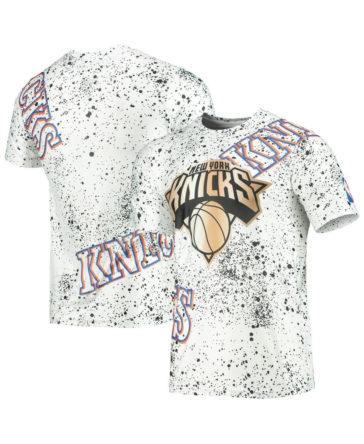 Mens White New York Knicks Gold Foil Splatter Print T-shirt Product Image