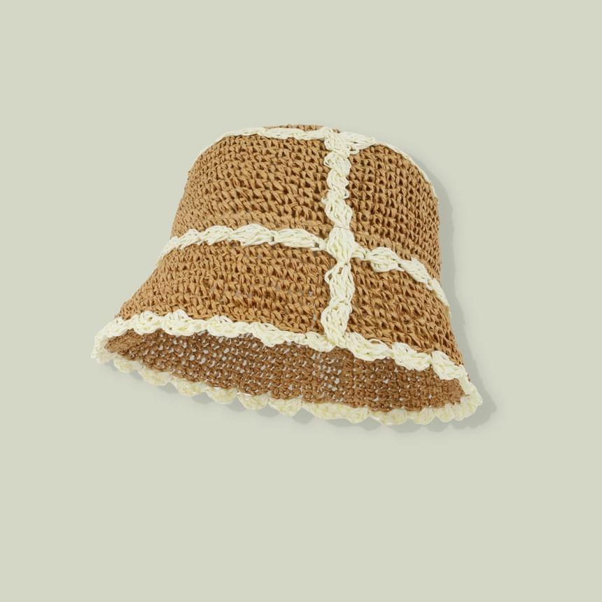 Contrast Trim Straw Bucket Hat Product Image